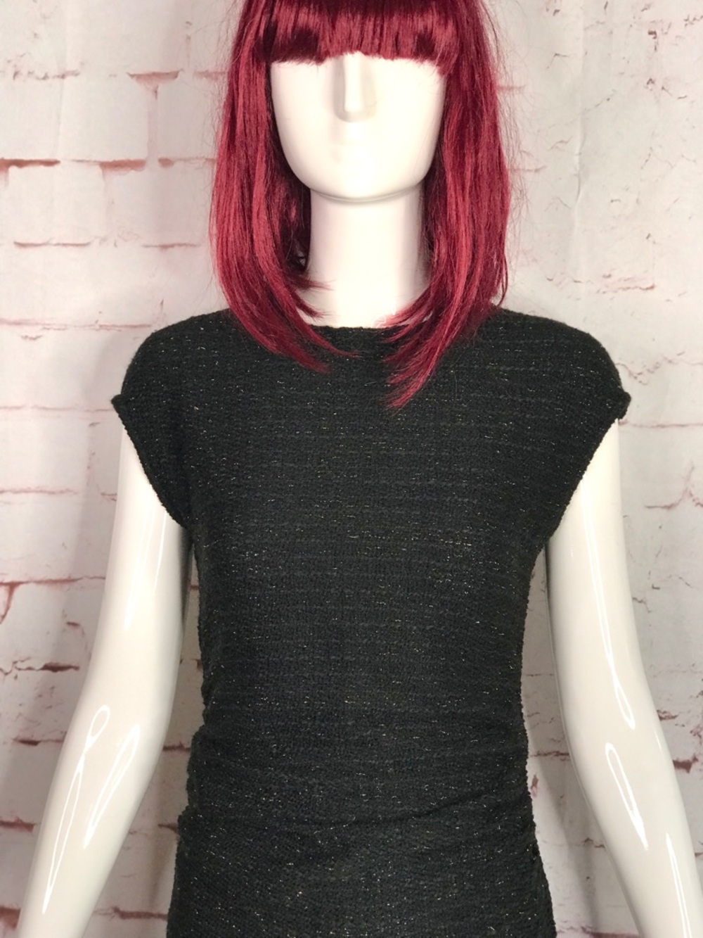 ZARA NWT Metallic Thread Midi Dress Size Small Black Knit Gold Blue Flecks NEW - Picture 11 of 16